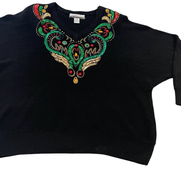 VINTAGE DIANA MARCO Sequined SWEATER - Picture 1 of 16